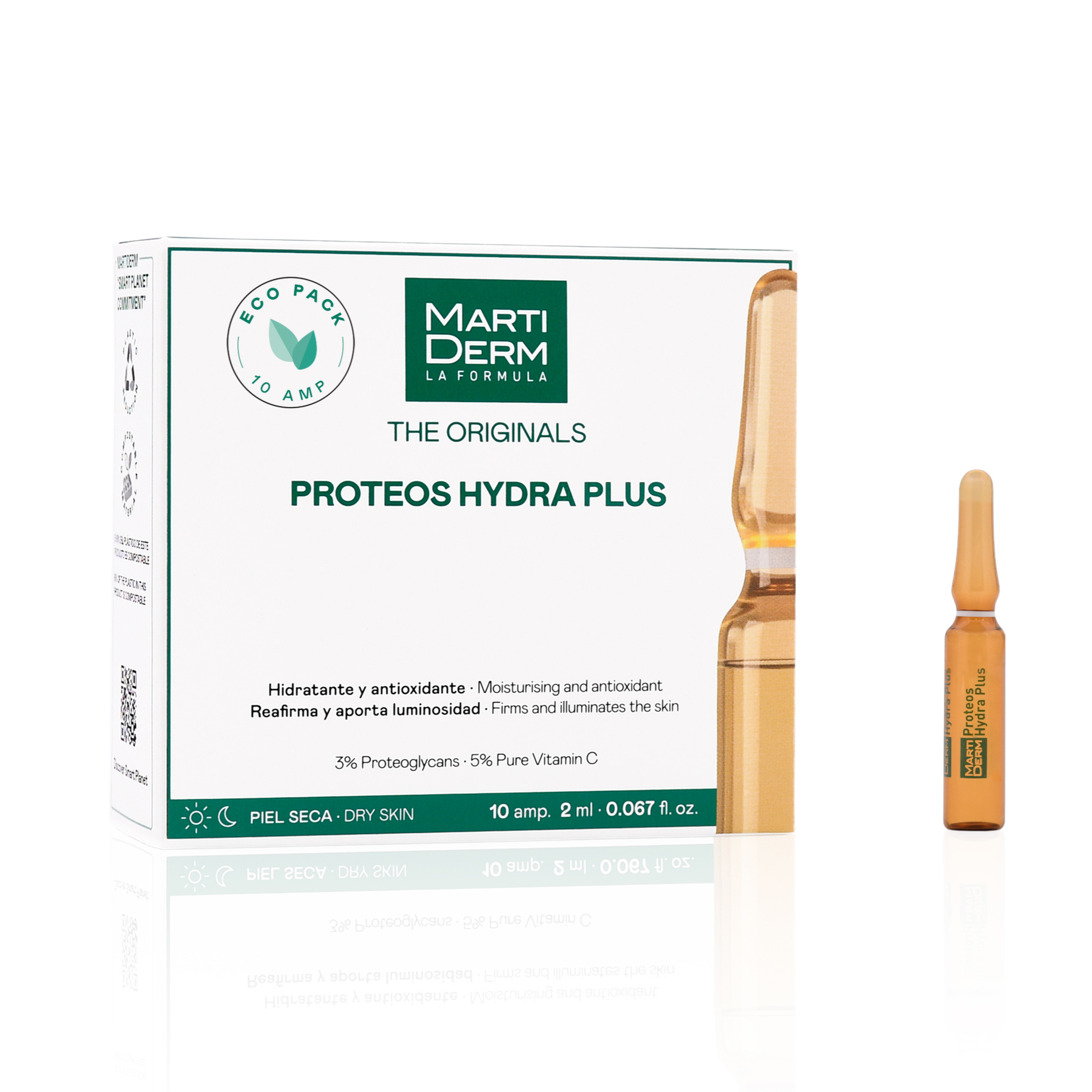 MARTIDERM DRĖKINAMOSIOS IR STANGRINAMOSIOS AMPULĖS VEIDUI PROTEOS HYDRA PLUS, 10 VNT.