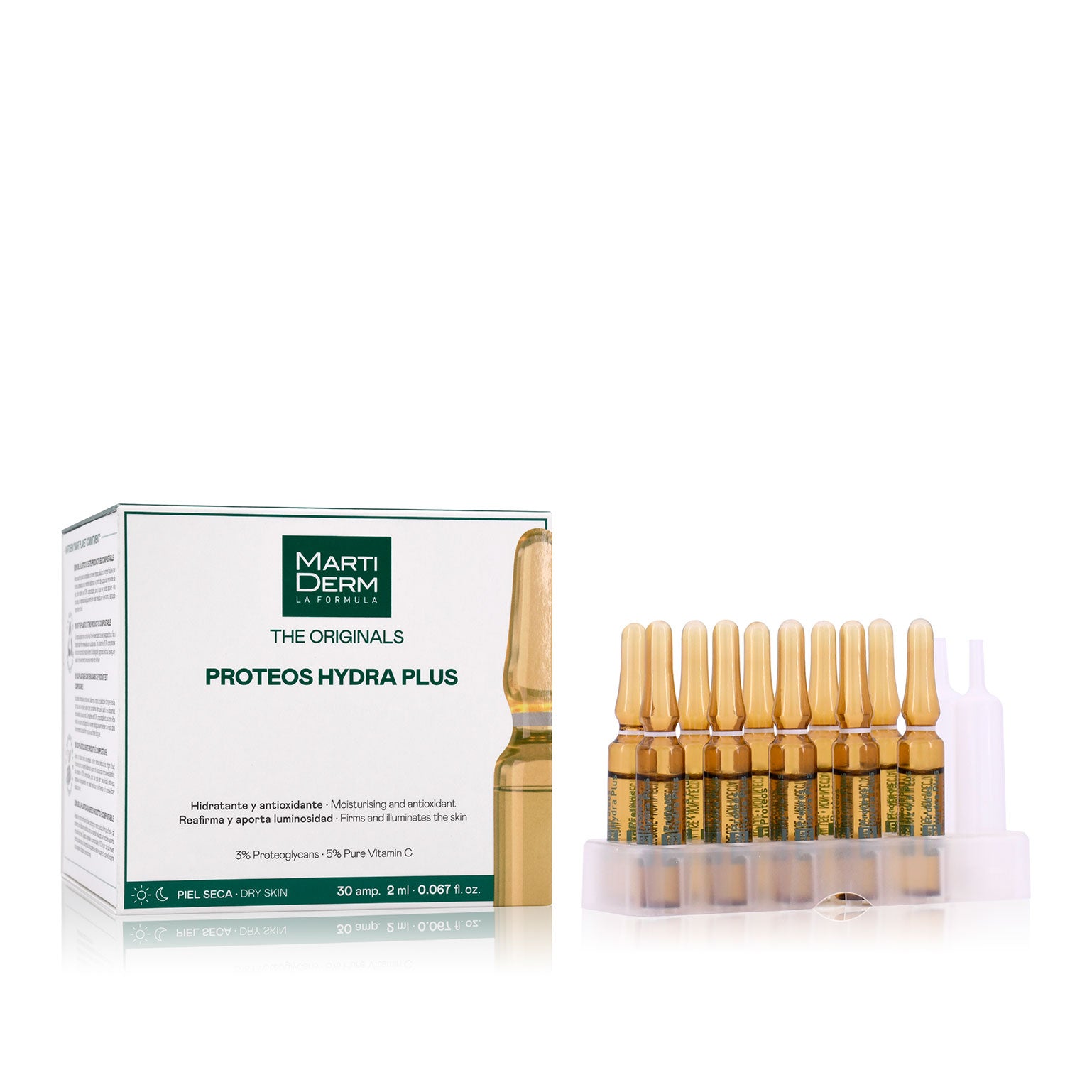 MARTIDERM DRĖKINAMOSIOS IR STANGRINAMOSIOS AMPULĖS VEIDUI PROTEOS HYDRA PLUS, 30 AMP.