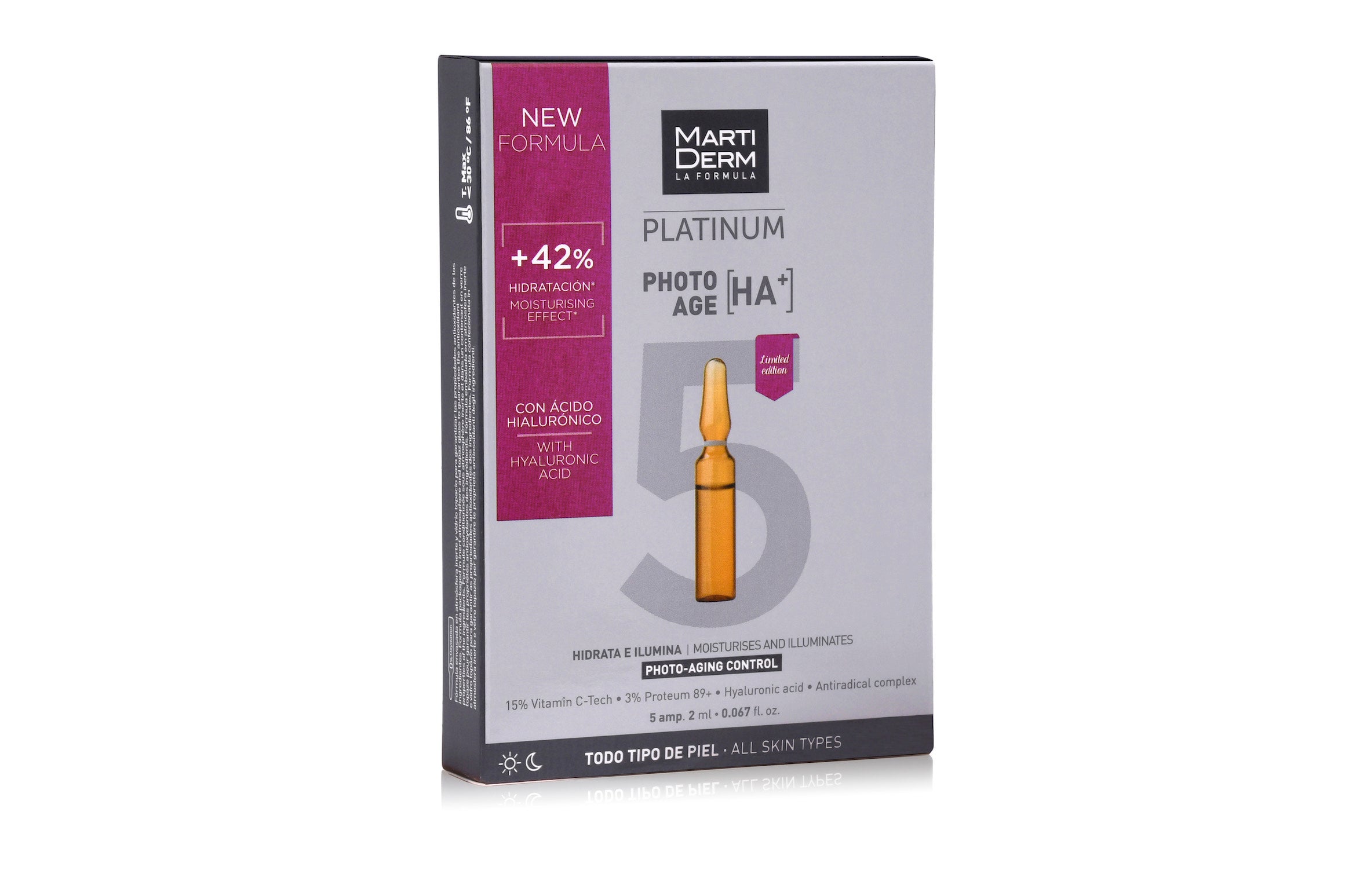 MARTIDERM PHOTO AGE HA+ VEIDO AMPULĖS PRIEŠ FOTO SENĖJIMĄ SU HIALURONO RŪGŠTIMI, 5 AMP.