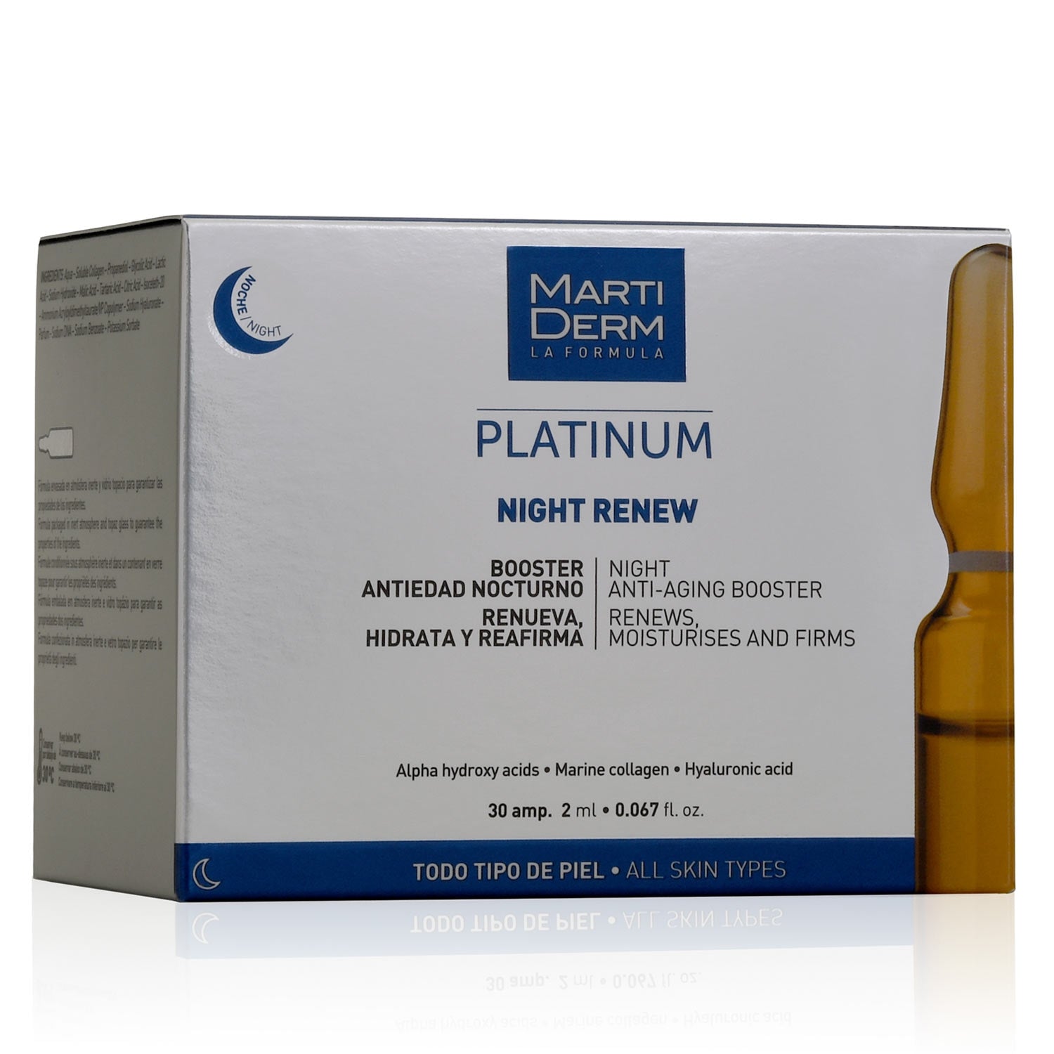 MARTIDERM Ночныe восстановлeвaющие aмпулы для лица NIGHT RENEW.  30 ампул/2мл