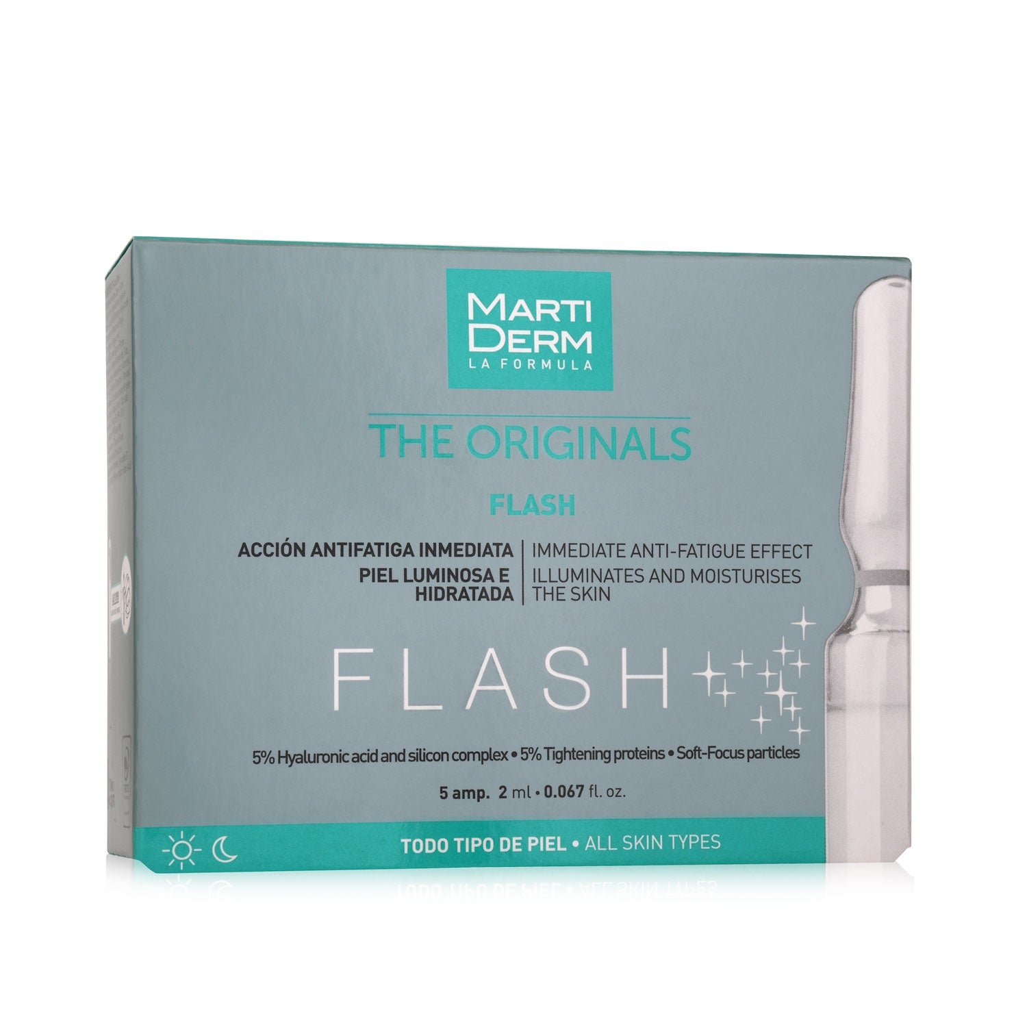 MARTIDERM NUOVARGIO ŽYMES PAŠALINANČIOS VEIDO AMPULĖS FLASH, 5 VNT.